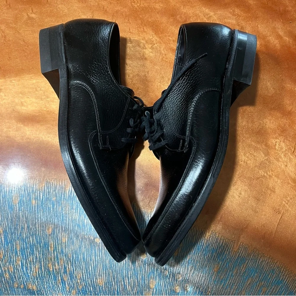 Vintage Nunn Bush black split toed oxford newin box old stock leather 9.5